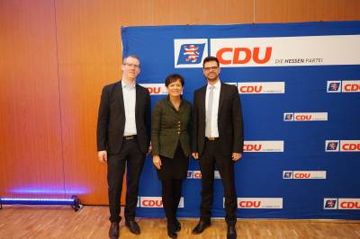 Parteivorsitzender Mnster Marcus Milligan, Staatsministerin Lucia Puttrich, Fraktionsvorsitzender Thorsten Schrod.