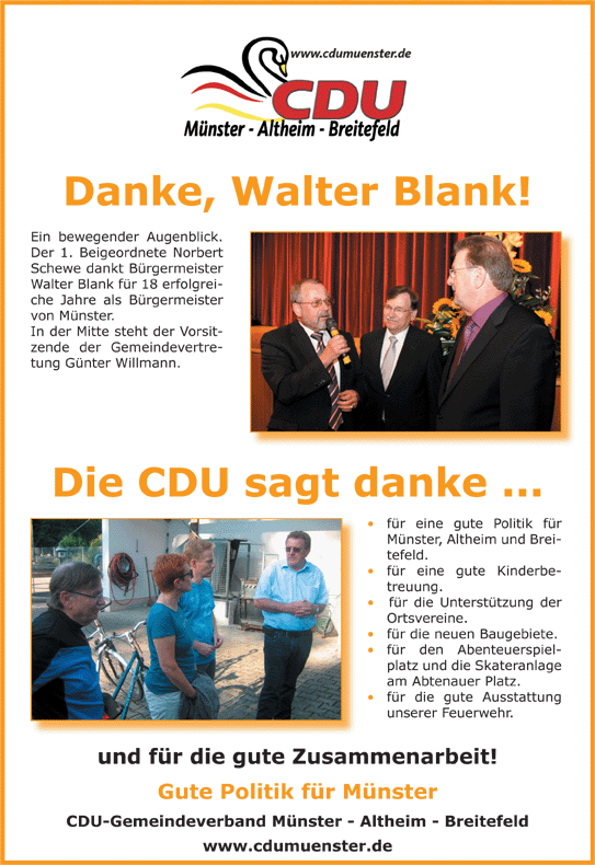 CDU Münster dankt langjährigem Bürgermeister